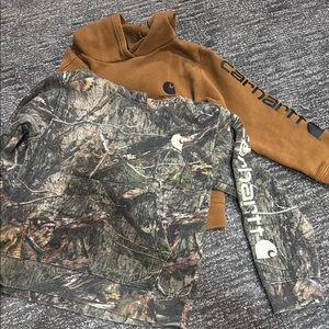 Kids Carhartt Brown and Camo Hoodies